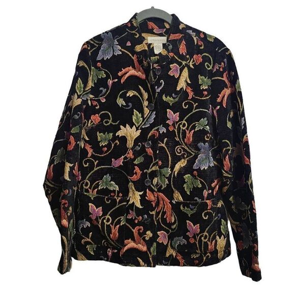 Appleseed's Black Leaf Blazer Size‎ 12 - Picture 1 of 6